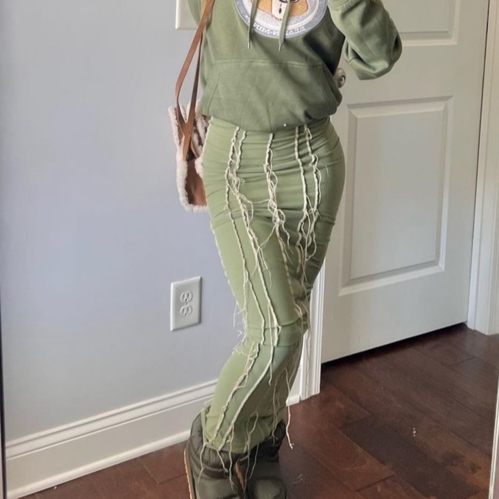 AYC Green Shredded Maxi Skirt